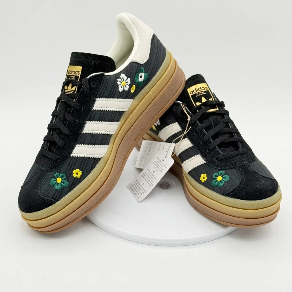 Adidas X Liberty London Gazelle Bold / Size 7.5 Black White Flowers IH1922, NEW